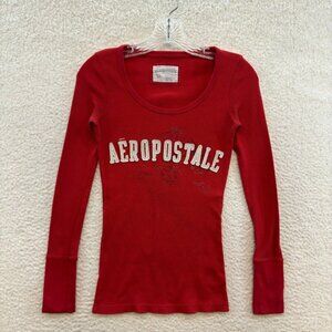 Y2K Vintage Aeropostale Thermal Waffle Top XS S Small Bella Swan Fairy Grunge